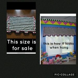 Black White custom Window treatment Hot Pink trim